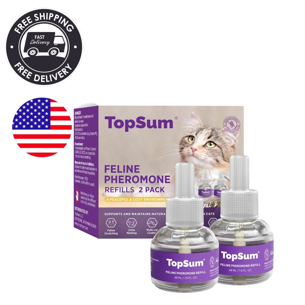 Cat Calming Diffuser Refills - 2-Pack Lasts 60 Days for Peaceful Homes