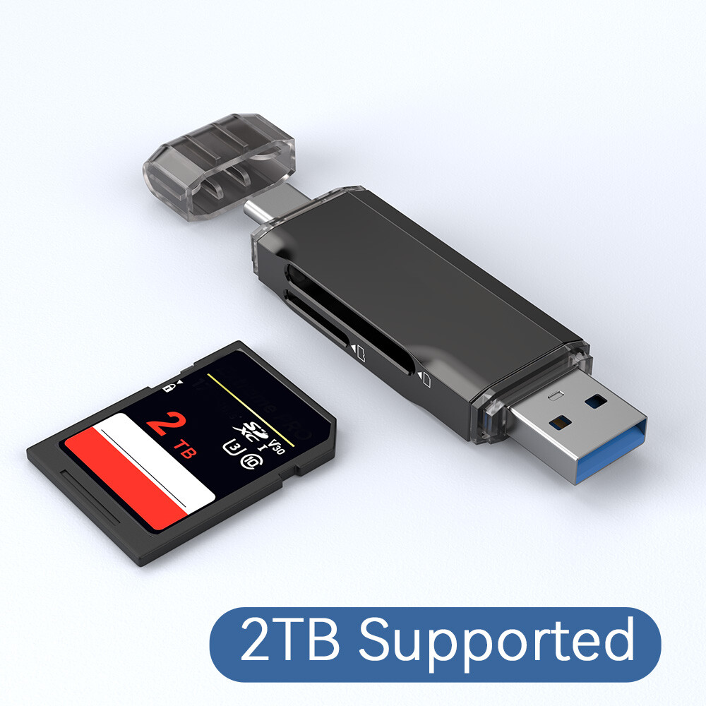 TOPESEL Card Reader USB 3.0 Type C to SD Micro SD TF Smart Memory Card Adapter