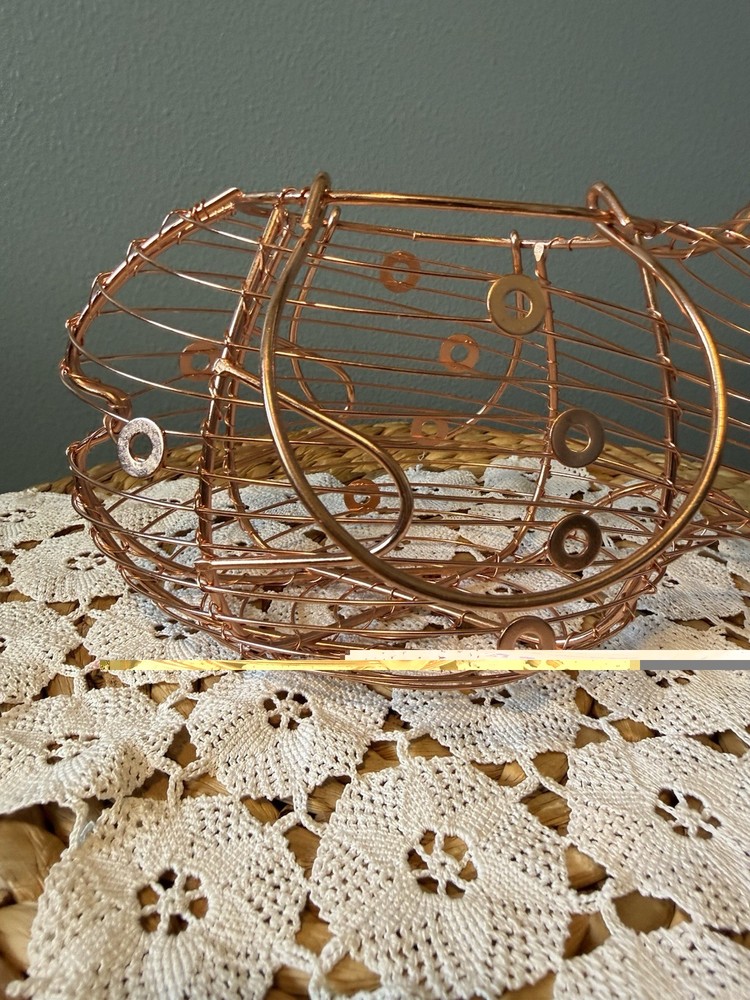 Copper Wire Fish Egg Basket Sculptural Kitchen Decor Modern Wire Fruit Holder