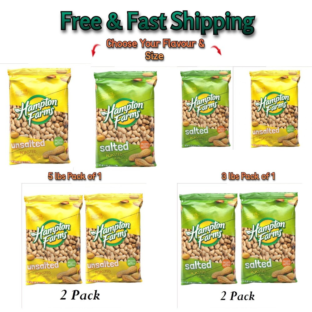 Hampton Farms In-Shell Peanuts, (Select Flavor & Size)