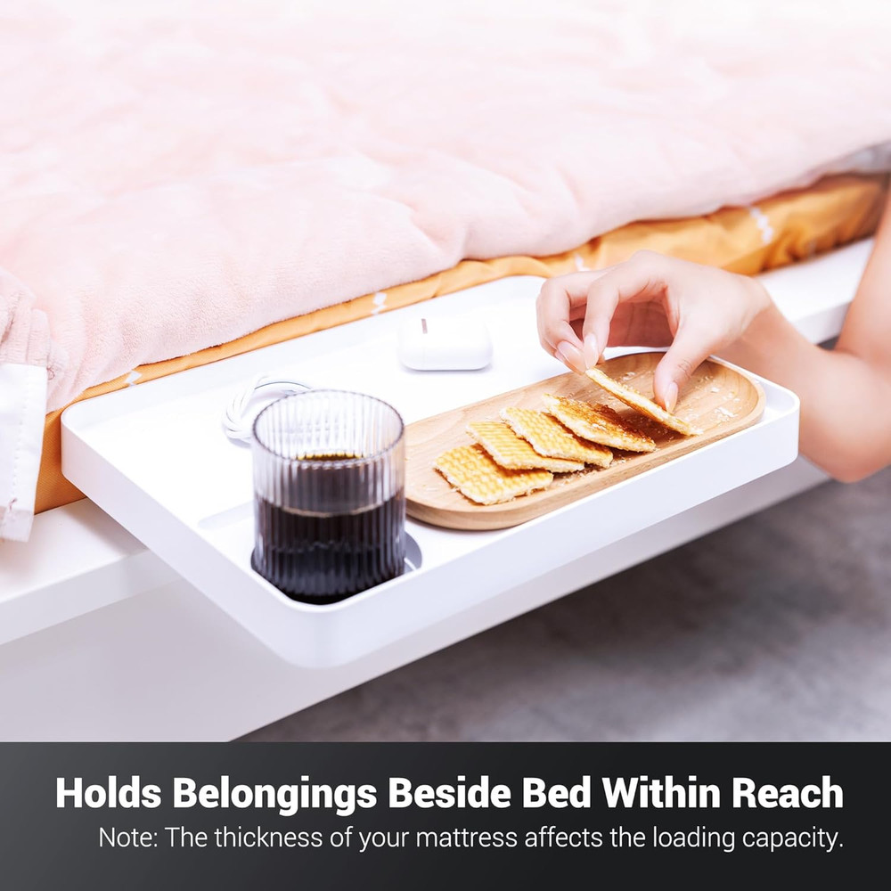 Bedside Shelf - under Mattress Tray Table for Box Spring/Platform Bed, Small Bed