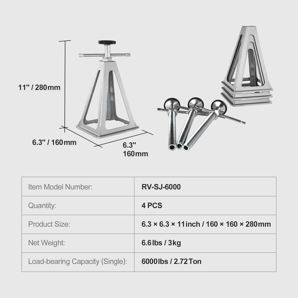 RV Stabilizer Jacks 4 Pack Aluminum 6000lb Leveling Stack Jacks Trailer
