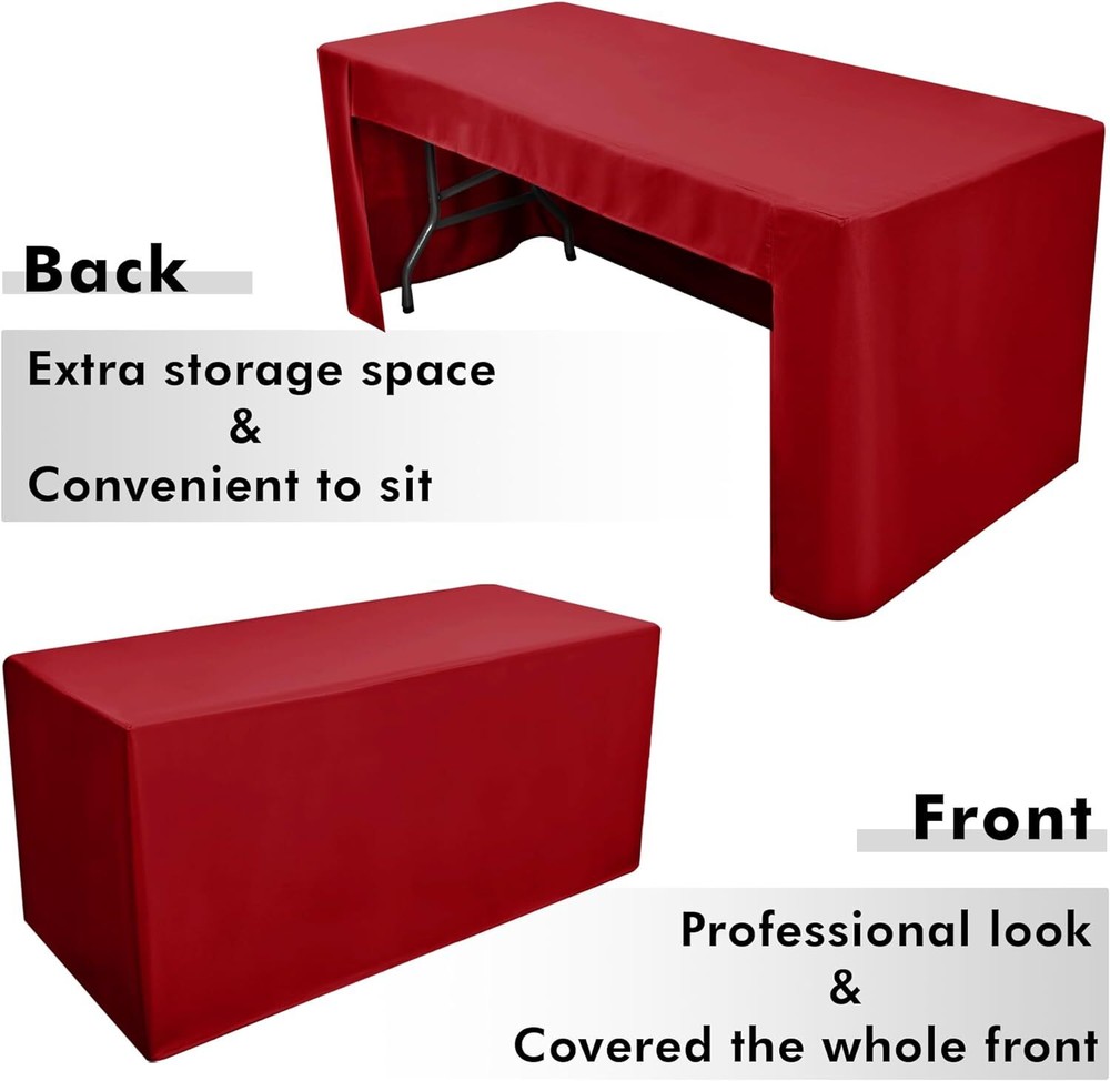 Nasitos 2 Pack Red Fitted Tablecloth Rectangular for 6 Foot 2PACK 6FT,