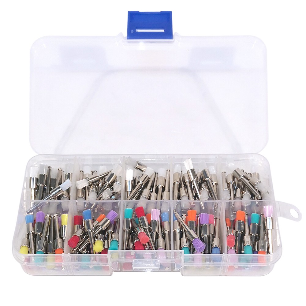 200pcs Mixed Dental latch type prophy polishing brush flat E-type Brushes USA