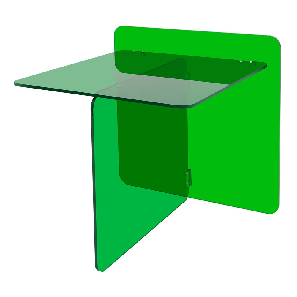 Acrylic Side Table, End Table, Free Standing Green Modern Bedside Table