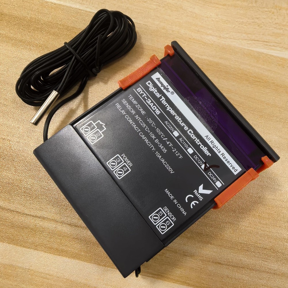 bayite DC 12V Fahrenheit Digital Temperature Controller 10A 1 Relay with NTC ...