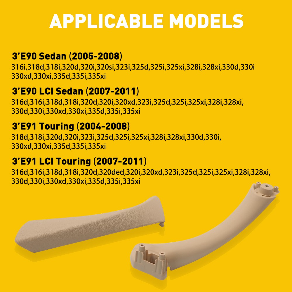 For BMW E90 328i Front Rear Right Inner Door Handle Passenger Pull Trim Cover EV