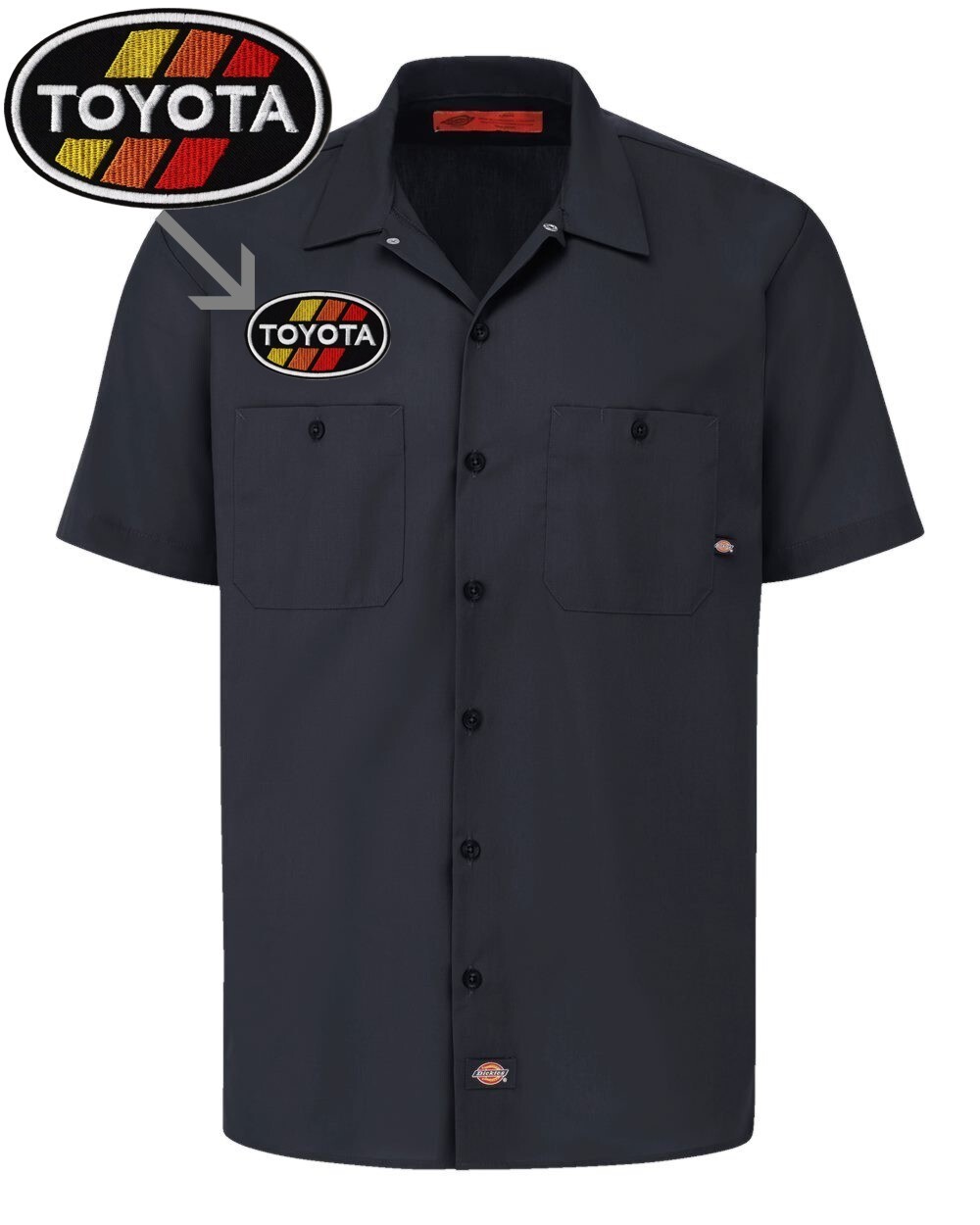TOYOTA Retro Oval Patch DICKIES Short Sleeve Mechanic Work Shirt Classic S-5X