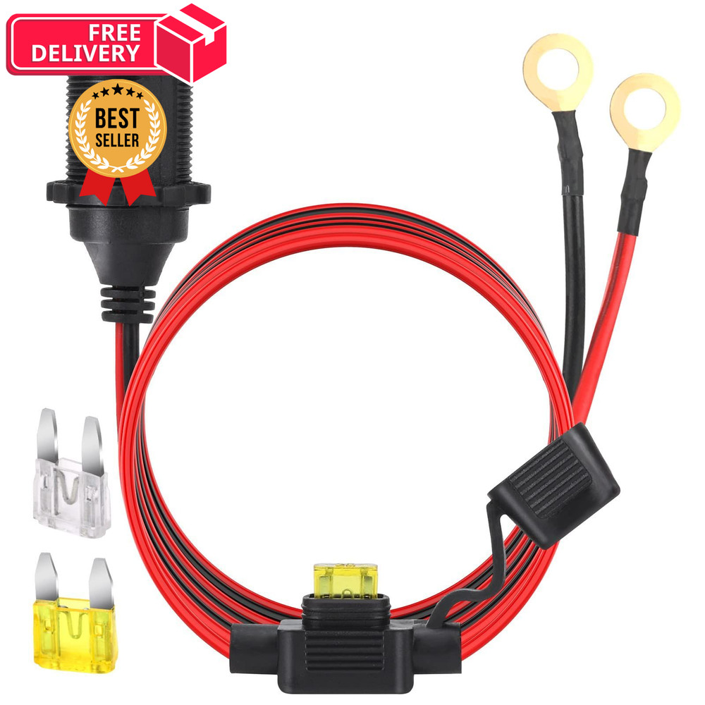 Dongge 4FT 12V/24V Fixed Thread Cigarette Lighter Socket Extension 4 FT, 4 ft