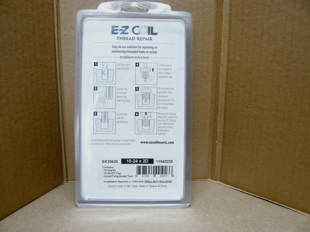 EZ COIL Thread Repair Kit - Helical Thread Insert, Tap, & Install Tool 10/24x2D