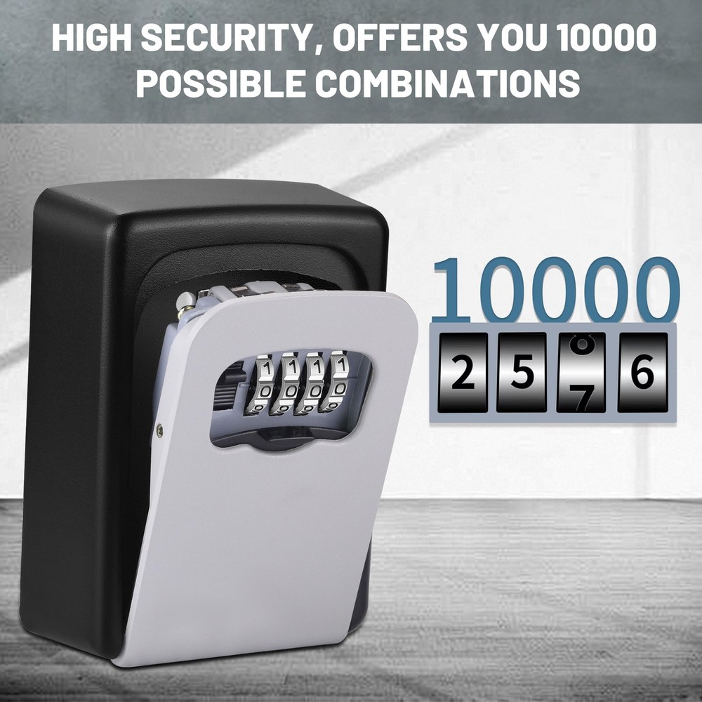 Key Lock Box Outdoor Waterproof 5 Key Capacity Resettable Code Safe