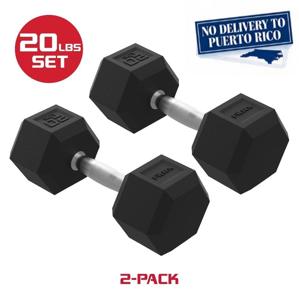 20lbs Rubber Hex Dumbbell Set – Solid Steel Handles, Durable Rubber Coating,Pair