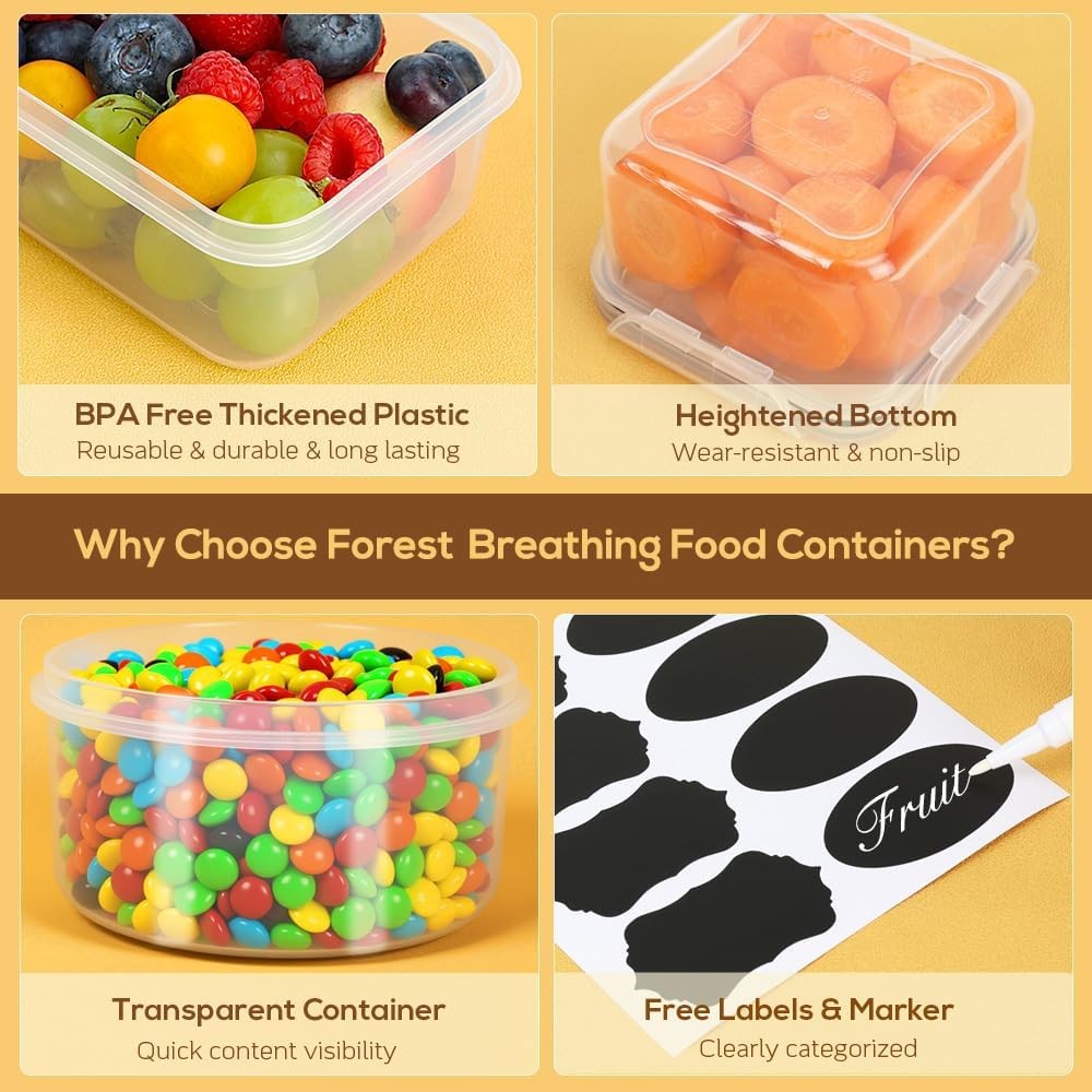 50 PCS Food Storage Containers with Lids, Clear Stackable Airtight clear