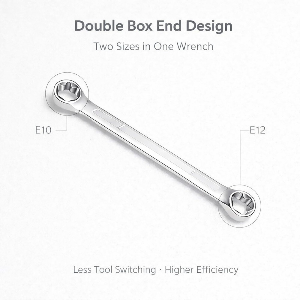YKFLEXT E Torx Wrench Set, Double Box End Wrenches, E6-E24 Silver