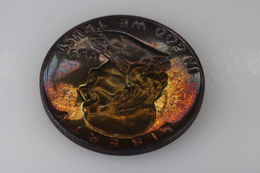 RAINBOW TONED - 1959 PROOF Franklin Half Dollar Silver #5