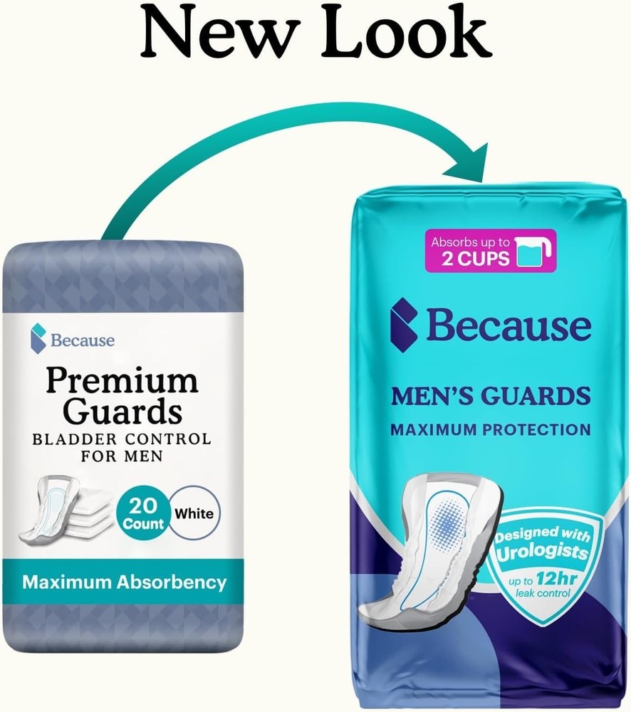Individually Wrapped Guards for Men - 2 Cups Absorbency & Odor Control