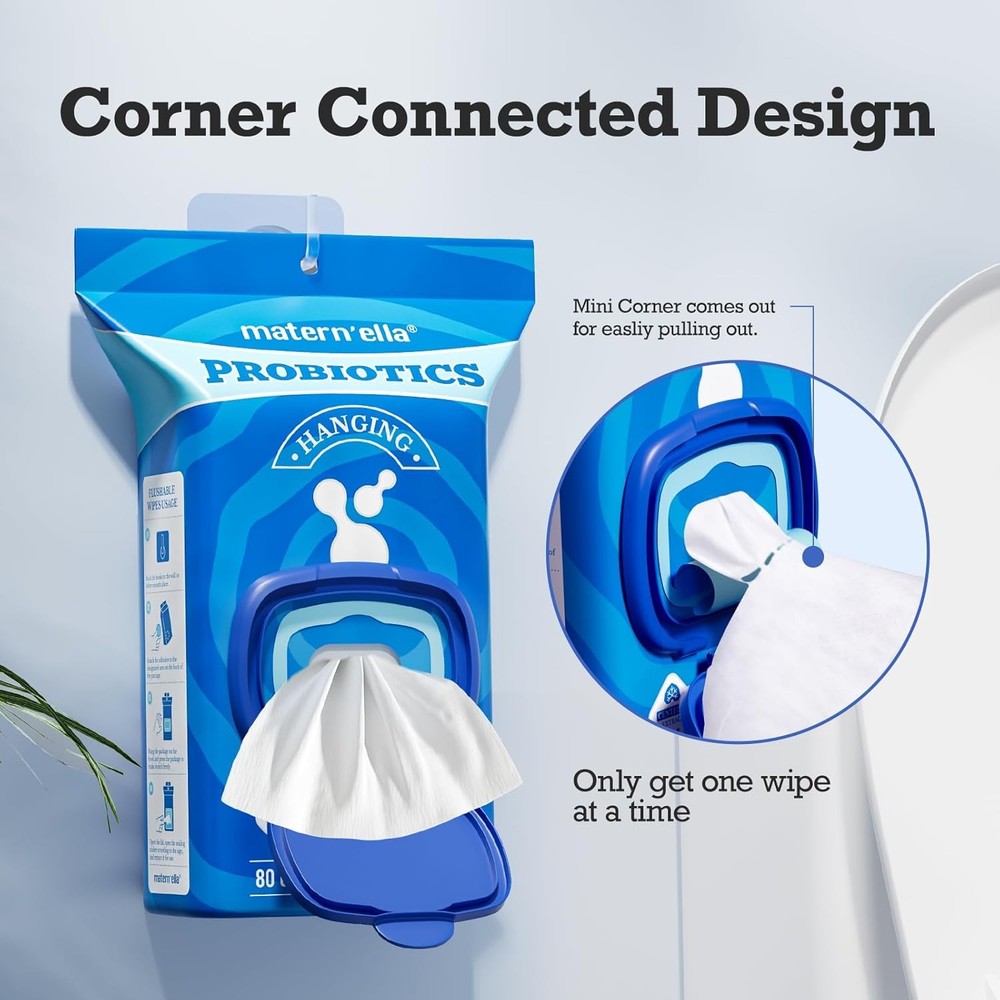 Hanging Flushable Wipes Unscented Extra Lar Corner-Cected