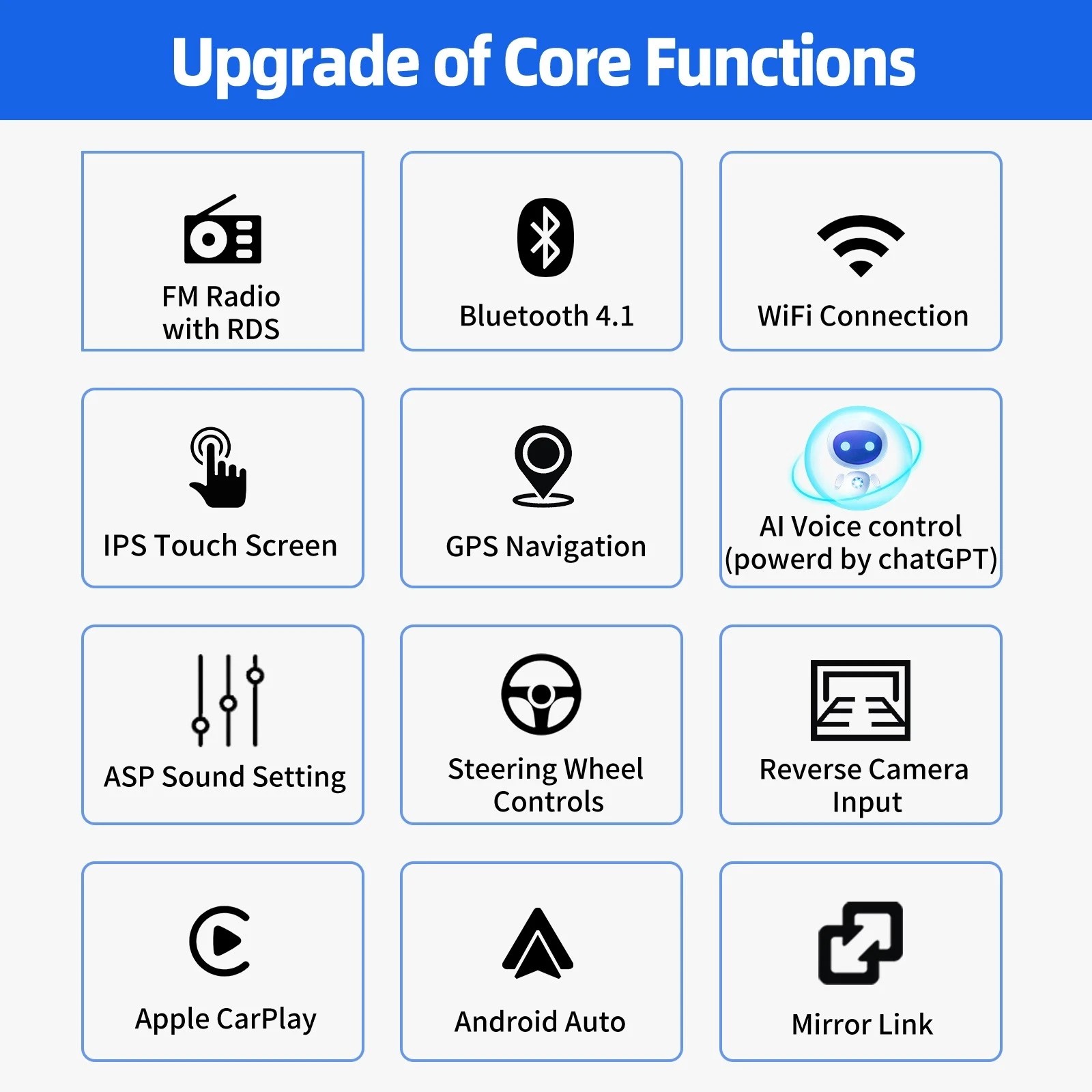 4+64GB Double 2 Din HeadUnit Car Stereo Carplay Android15 Radio Sat Nav WIFI 7in