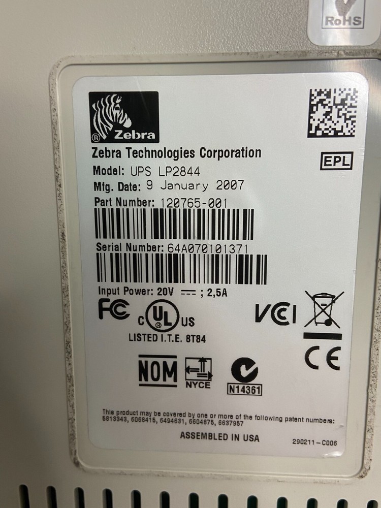 🌞 Zebra LP2844 Direct Thermal Label Printer | No Power Adapter | unit only (LL)