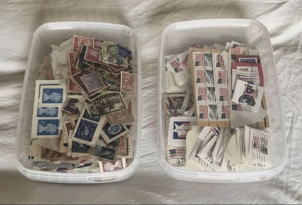 TWO CLEAR PLASTIC HOBBY STAMP & SPORT CARD SORTING STORAGE BOXES