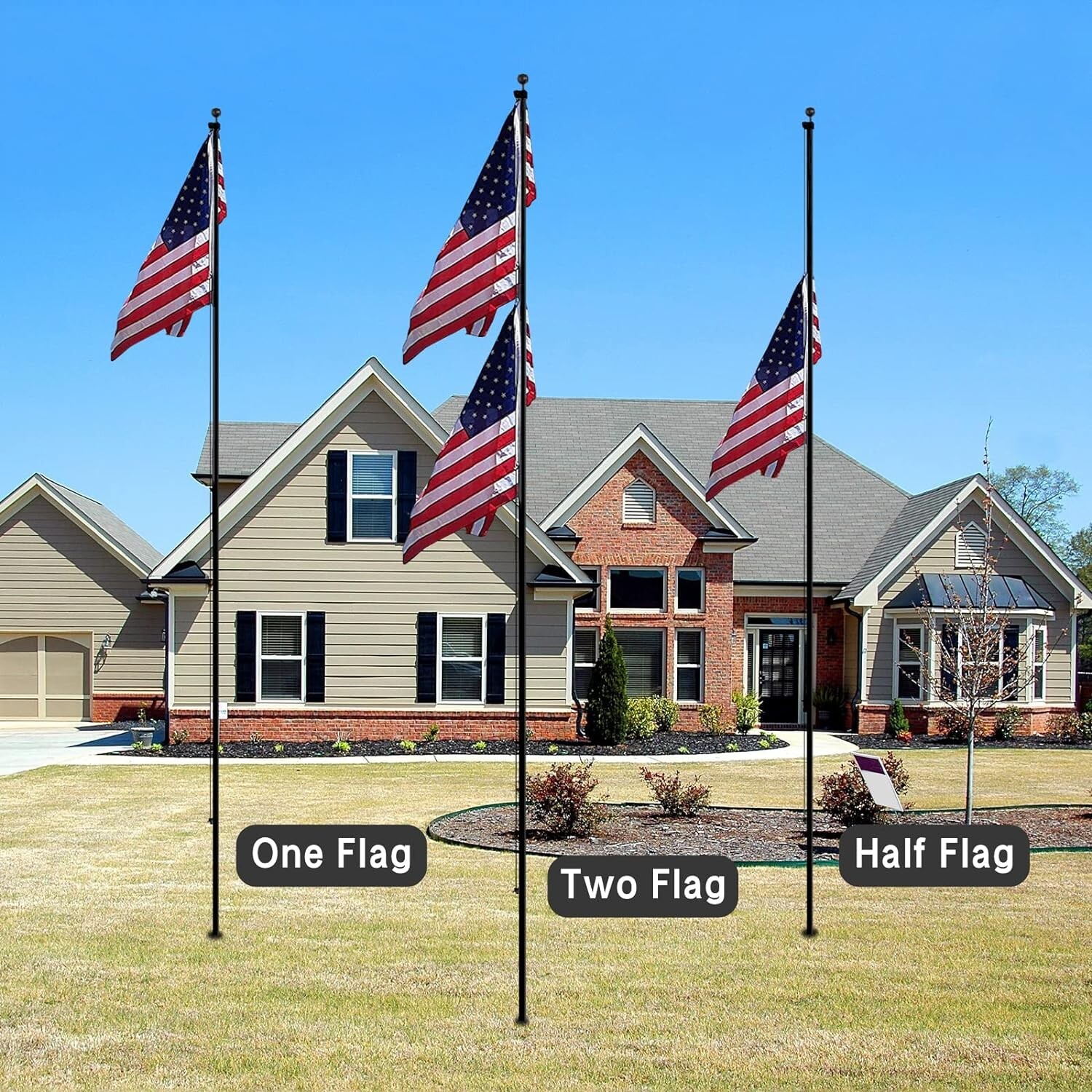 Flag Pole Kit Extra Thick Heavy Duty Aluminum Flagpole Outsides 25 FT