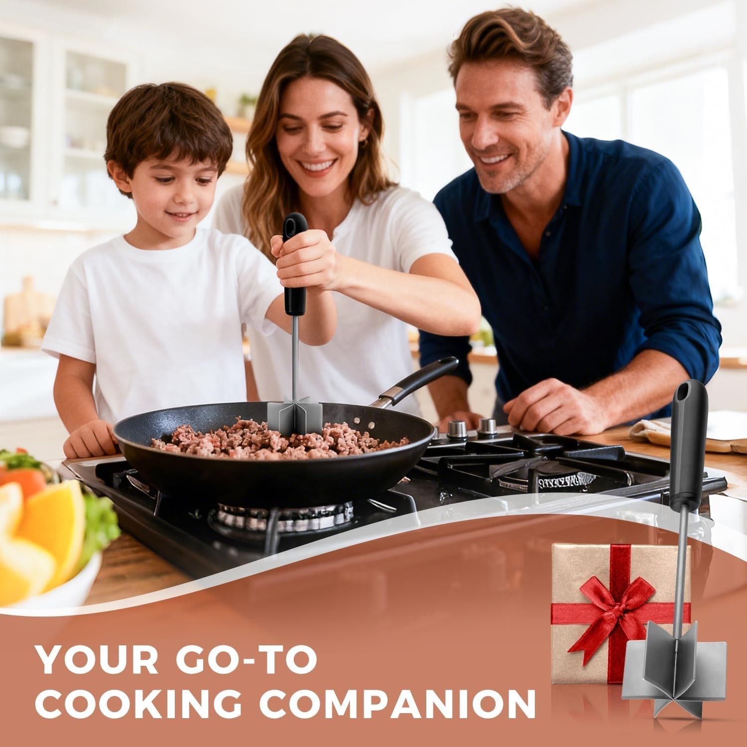 304 Stainless Steel Meat Chopper & Masher, 10 Inch Heat Resistant Ground Beef...