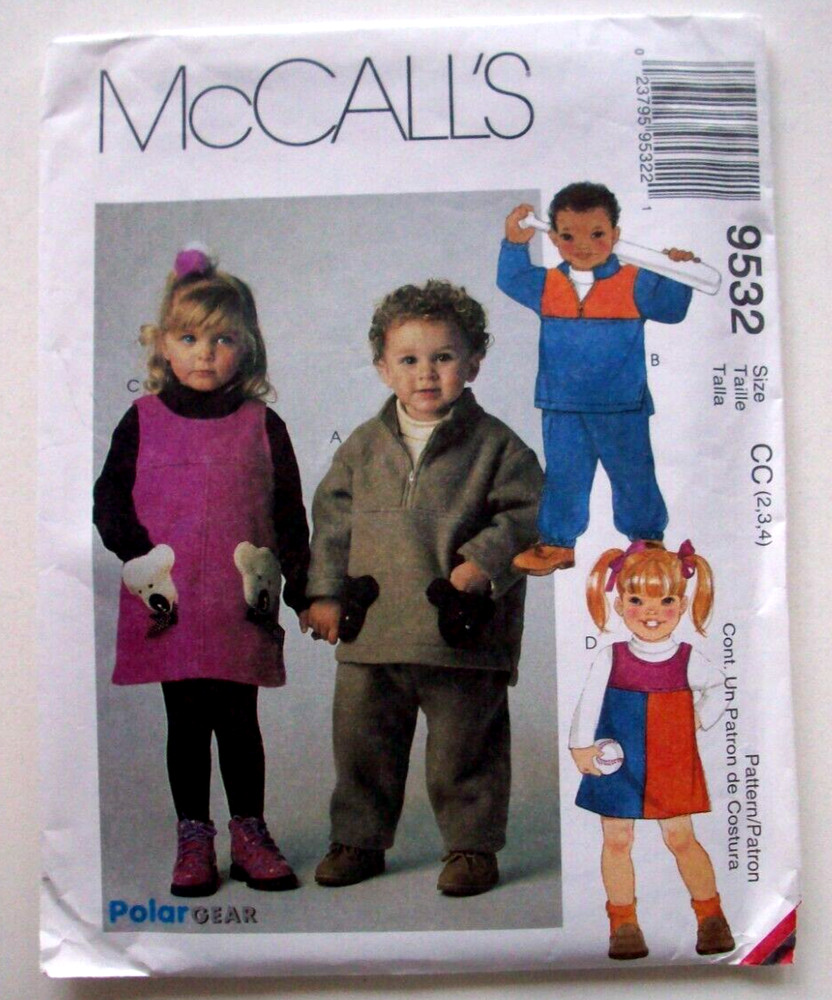 Todders pullover top jumper pull-on pants  pattern 9532 Size 2 3 4 Uncut