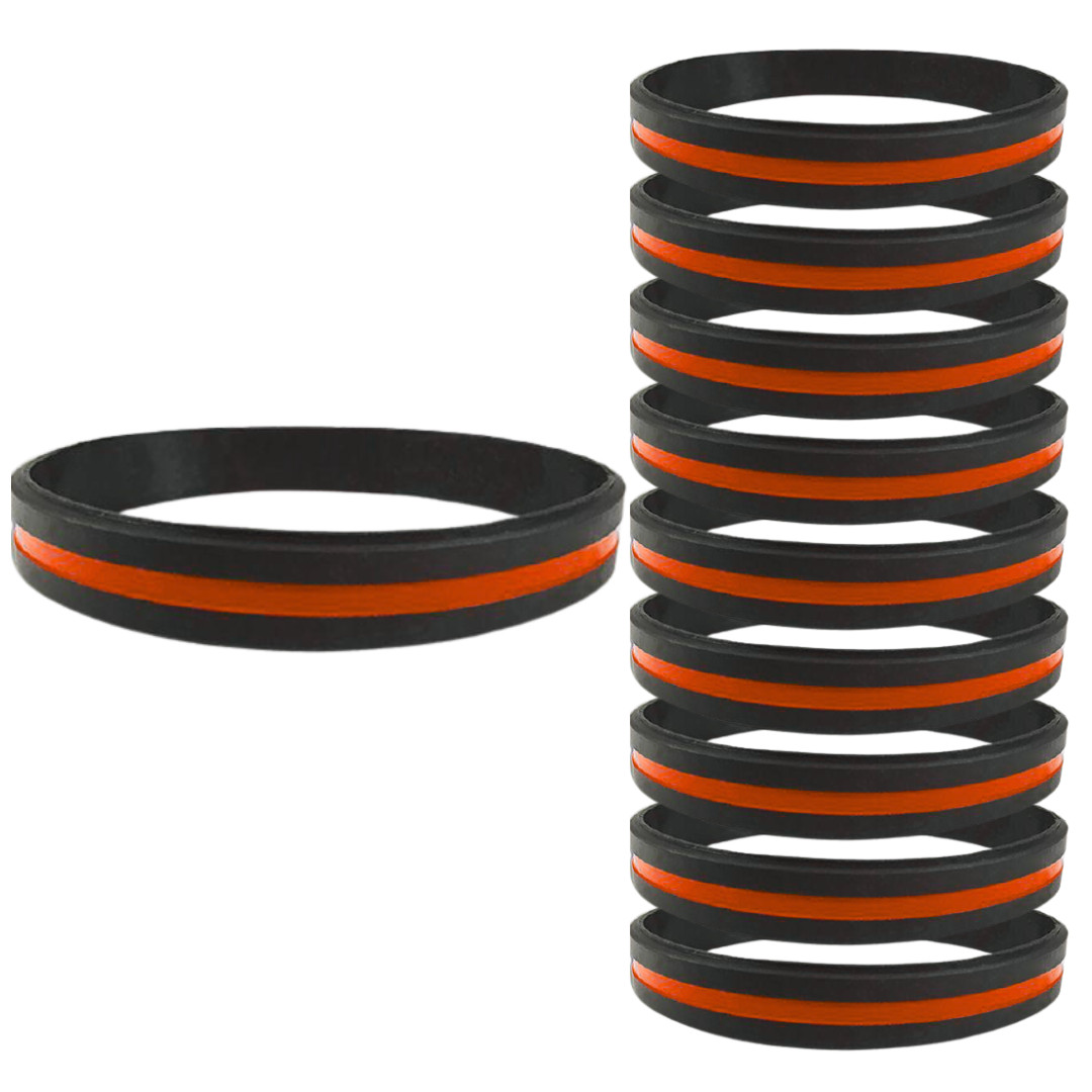 Thin Red Line Fundraising Silicone Wristbands 10 Pack