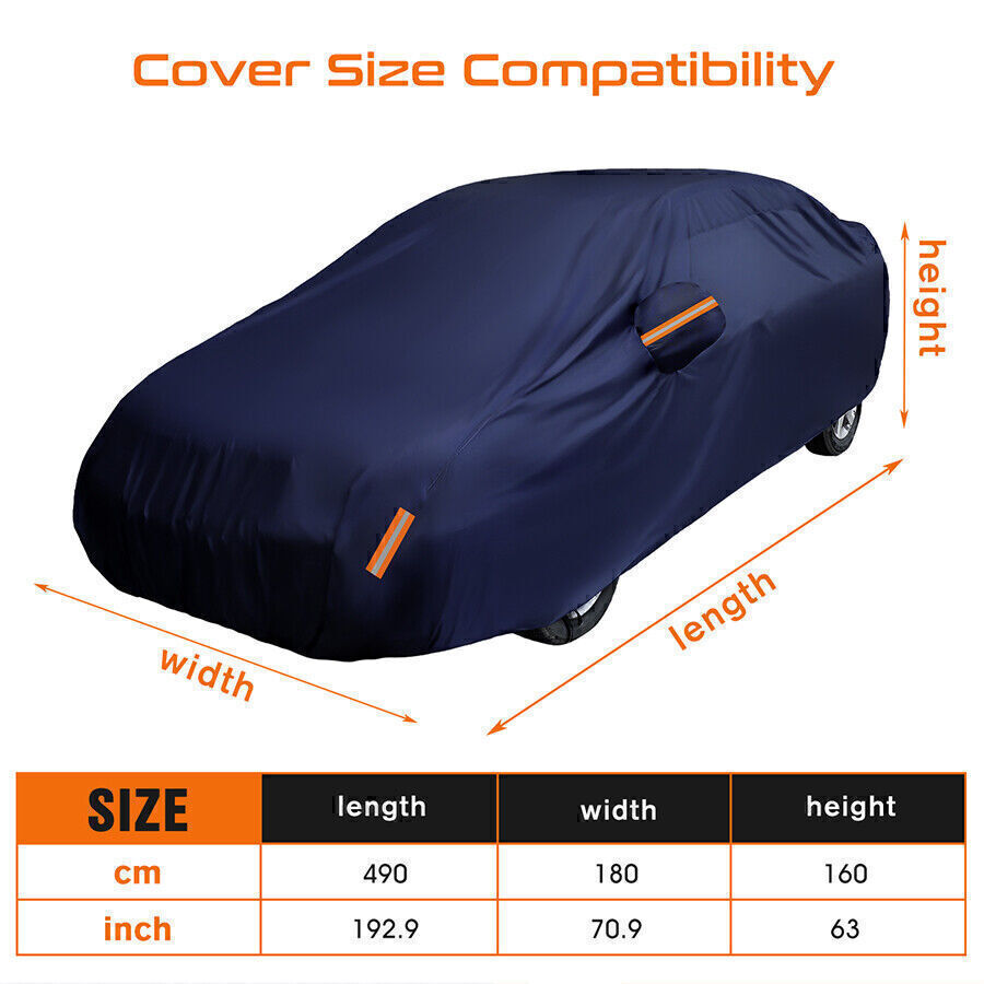 Full Car Cover Waterproof All Weather Protection Anti-UV Rain Snow Anti Scratch