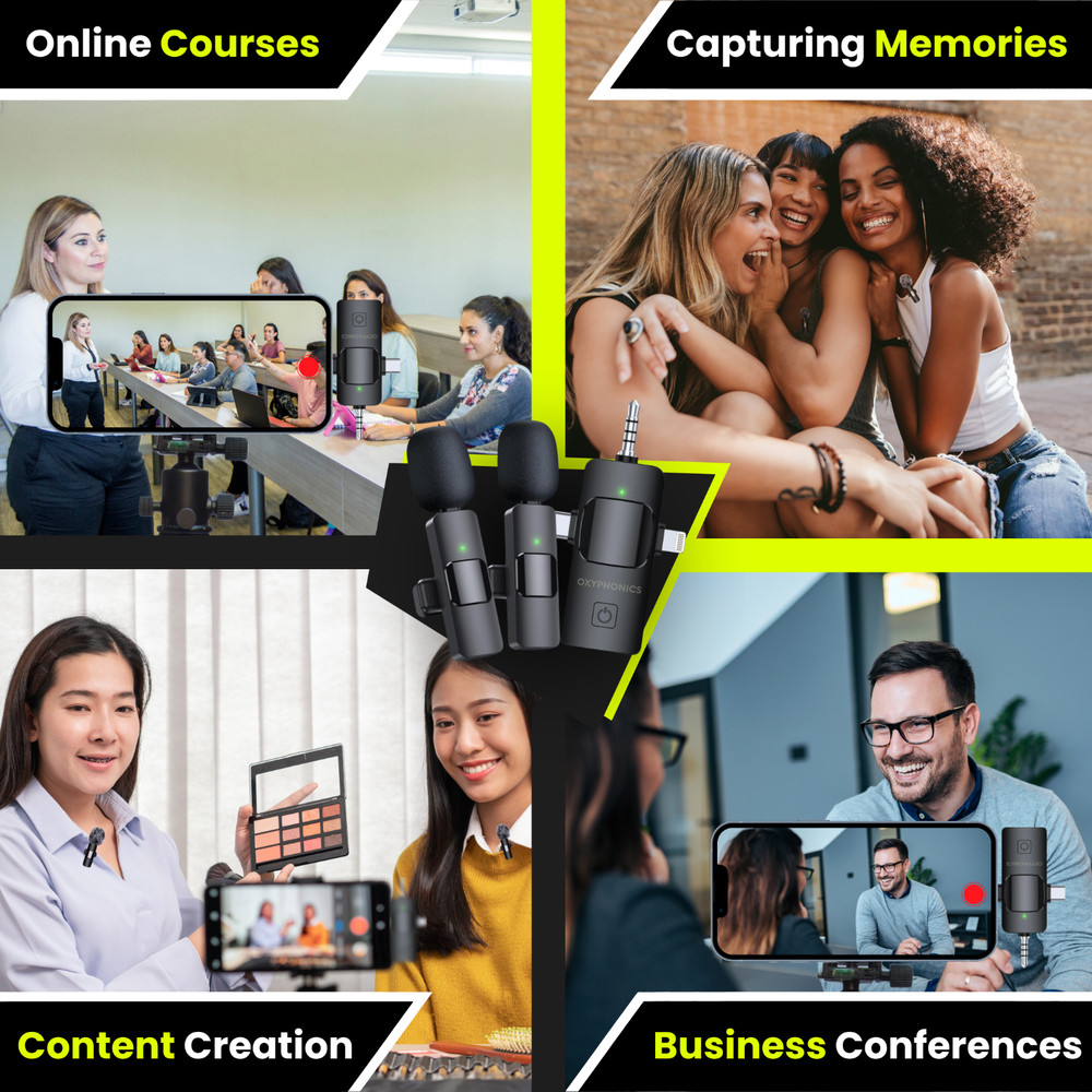 Oxyphonics - 3 in 1 Wireless Lavalier Microphone System for iPhone & Android