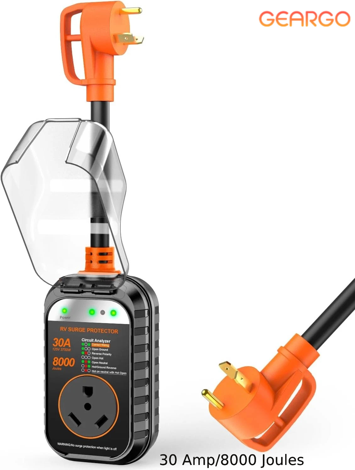 30 Amp RV Surge Full Protector With Weatherproof Cover 8000 Joules Power Adapter