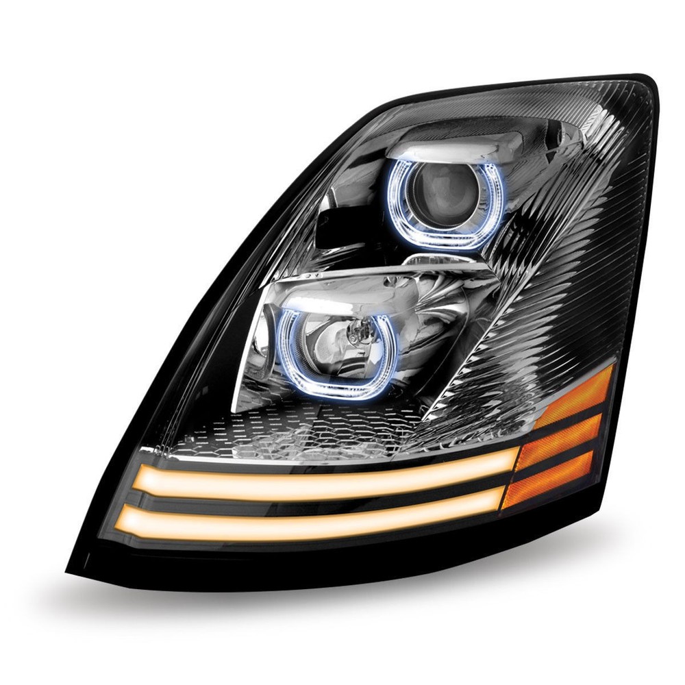 Volvo VNL 2004+ Halogen Projector LED Headlight Chrome - Driver