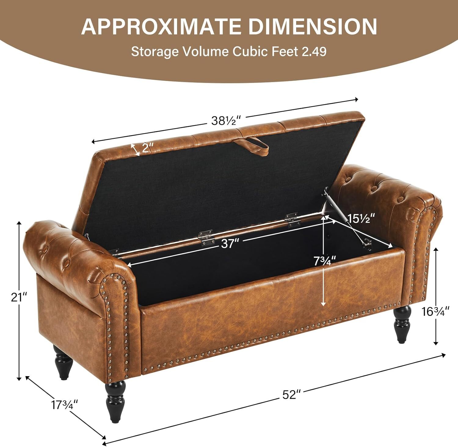 Furnimart Storage Bedroom Bench for End of Bed,Faux Leather Upholstered Ottoman