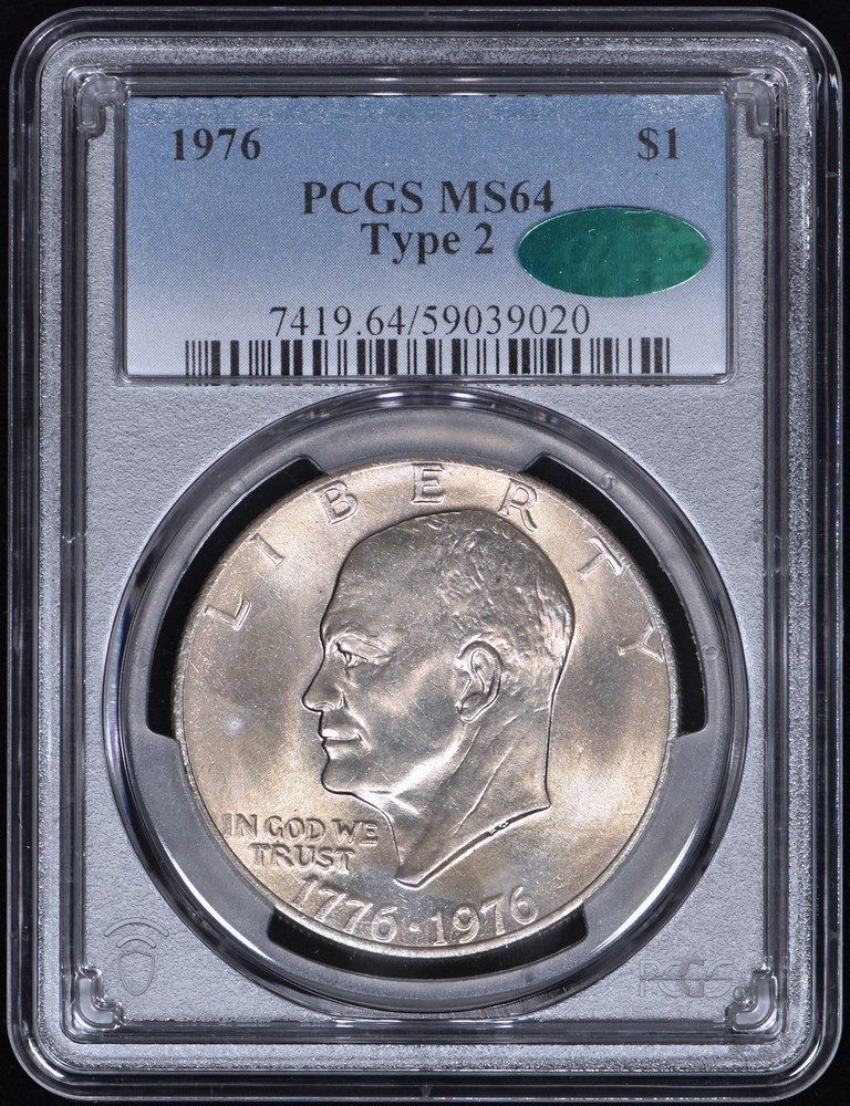 1976 Type 2 Ike Eisenhower Dollar $1 PCGS MS64 CAC - Sharp Coin!