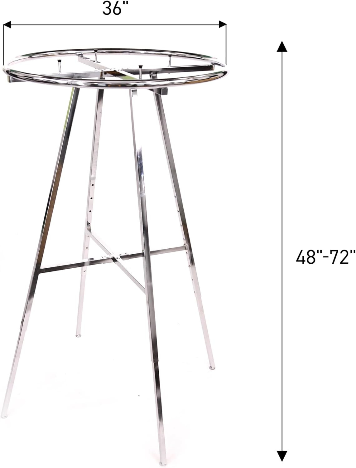 Chrome 36" Round Clothing Rack Height 48 - 72" H Leveler Glides Garment
