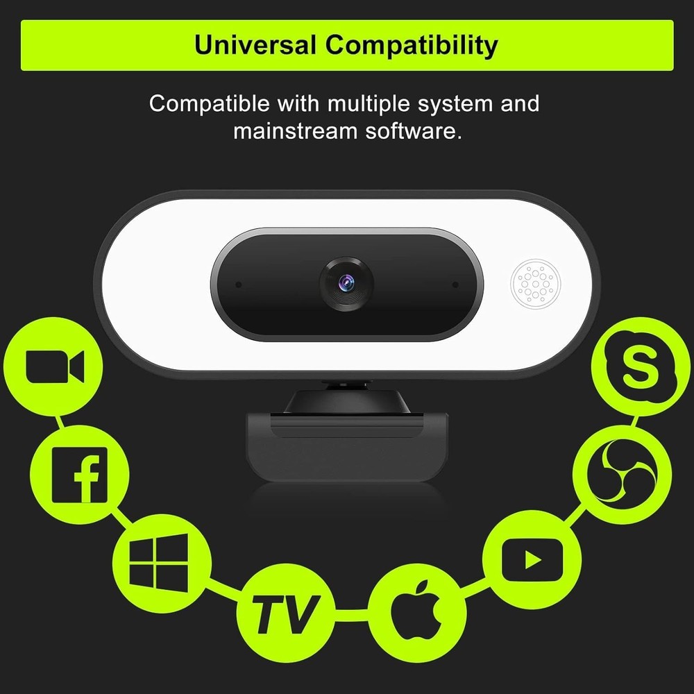 STREAMING CAMERA WITH MICROPHONE RING LIGHT 1080P Full Hd Computer PC Webcam