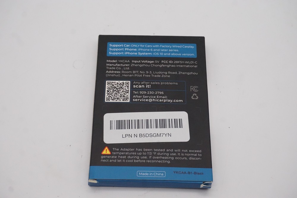 Wireless CarPlay Adapter YKCAA for Apple iPhone Black