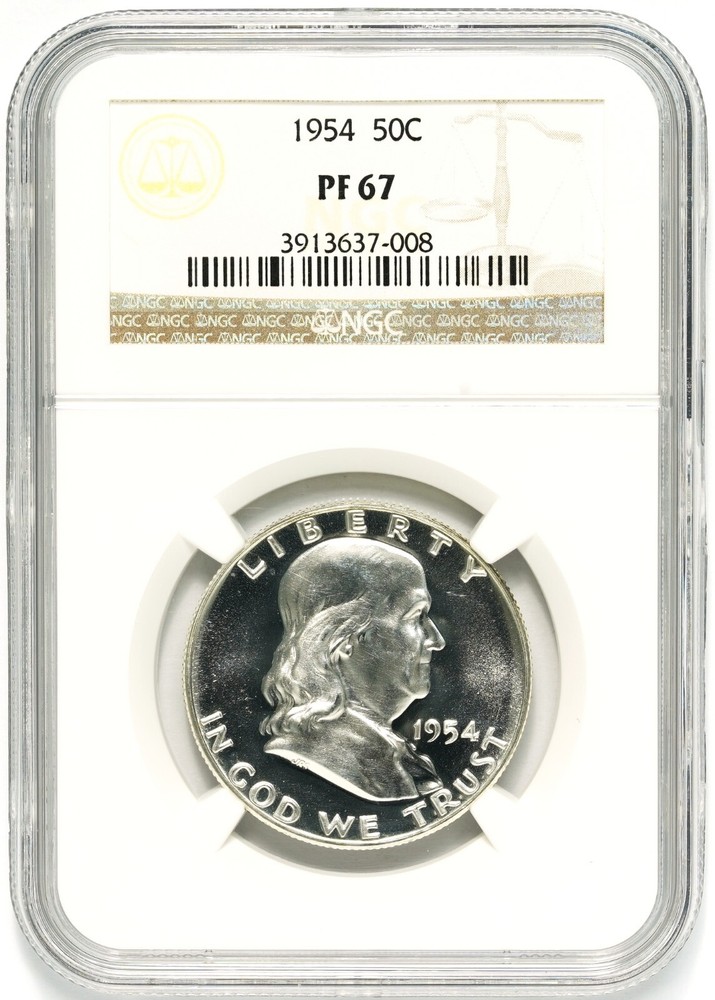 1954 (P) Franklin Silver Half Dollar NGC PF-67