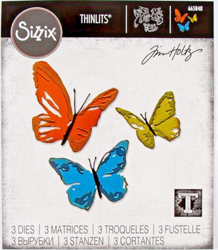 Brushstroke Butterflies Sizzix Thinlits Thin Metal Die Set by Tim Holtz 665848
