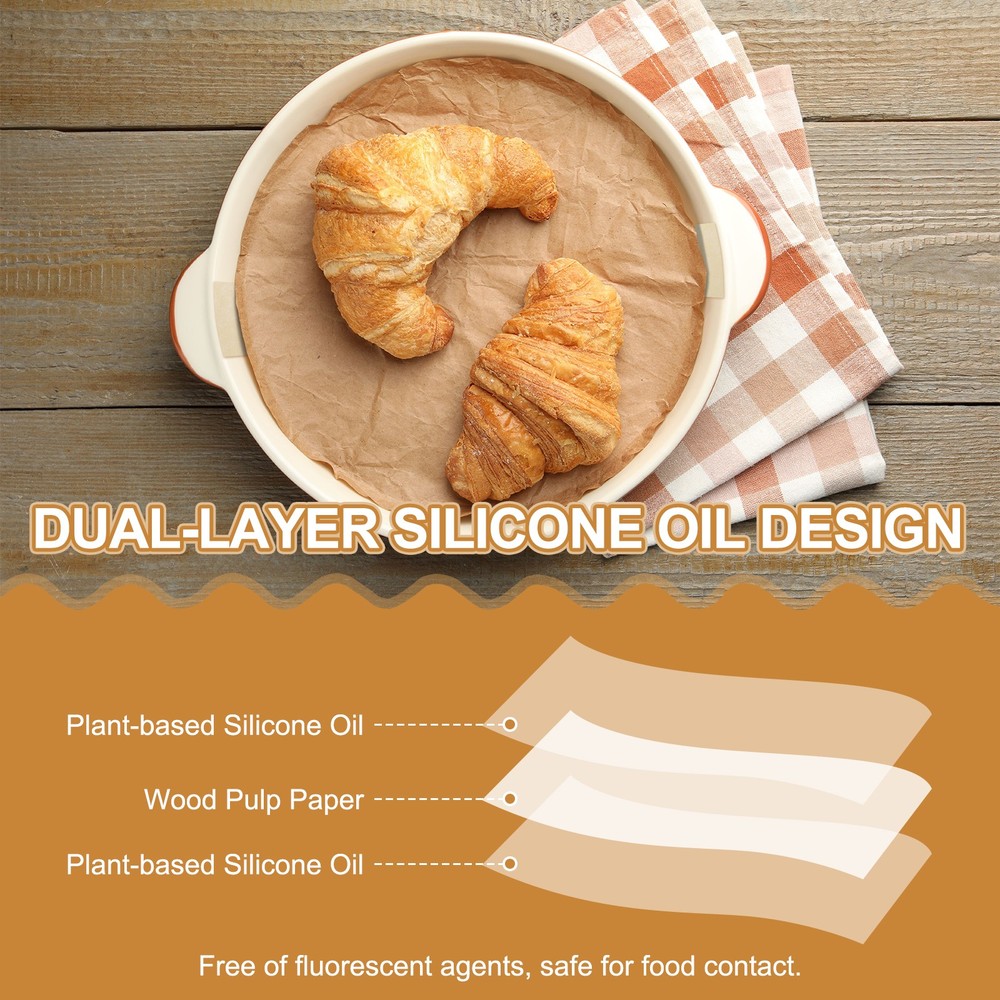 40 Sheets Parchment Paper Rounds, 7" Circle Baking Sheets, Brown