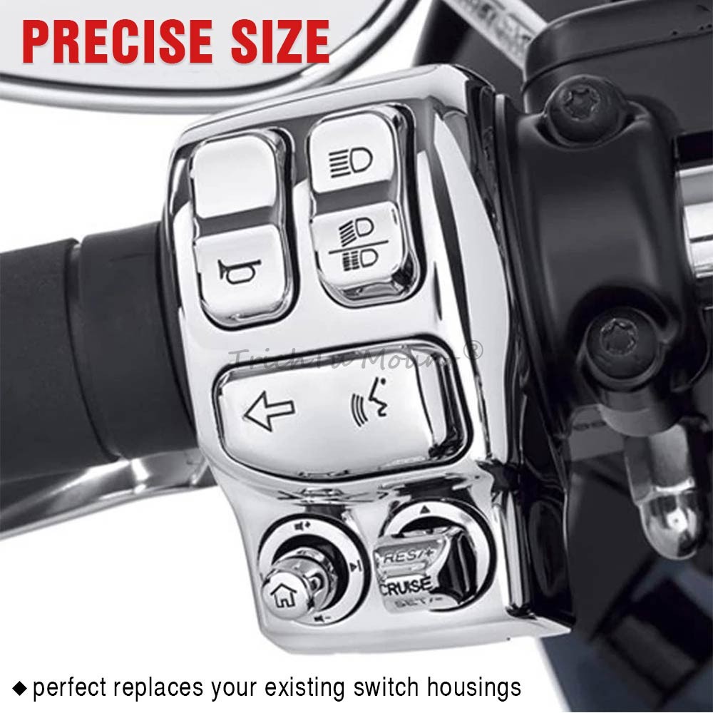 A Pair Chrome Switches Housing Cover For Harley Touring Street Glide 2014-2023