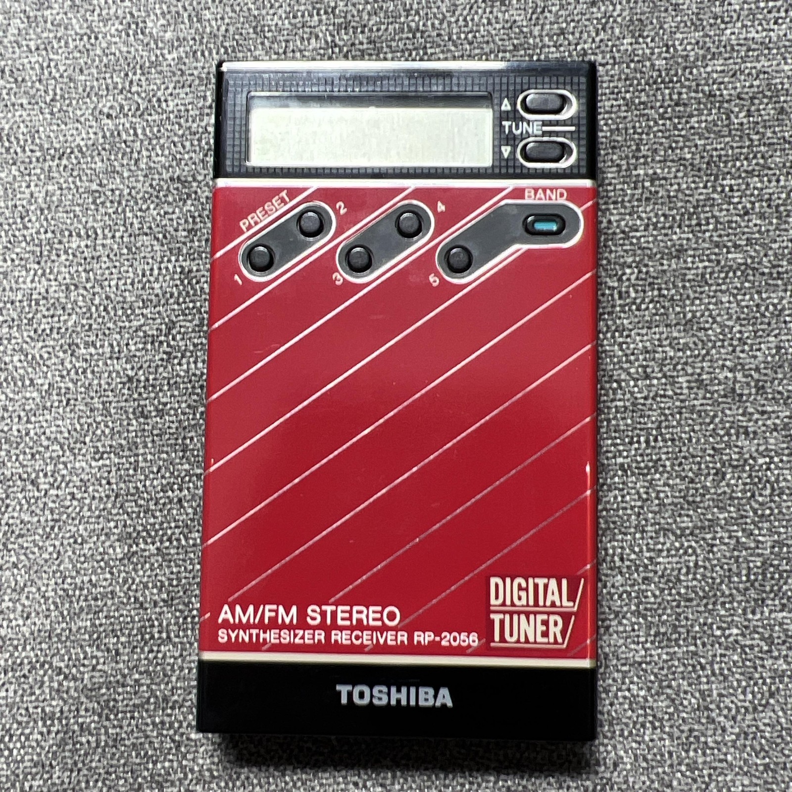 Vintage Toshiba RP-2056 AM/FM Stereo Pocket Radio Red Digital Tuner Japan Tested