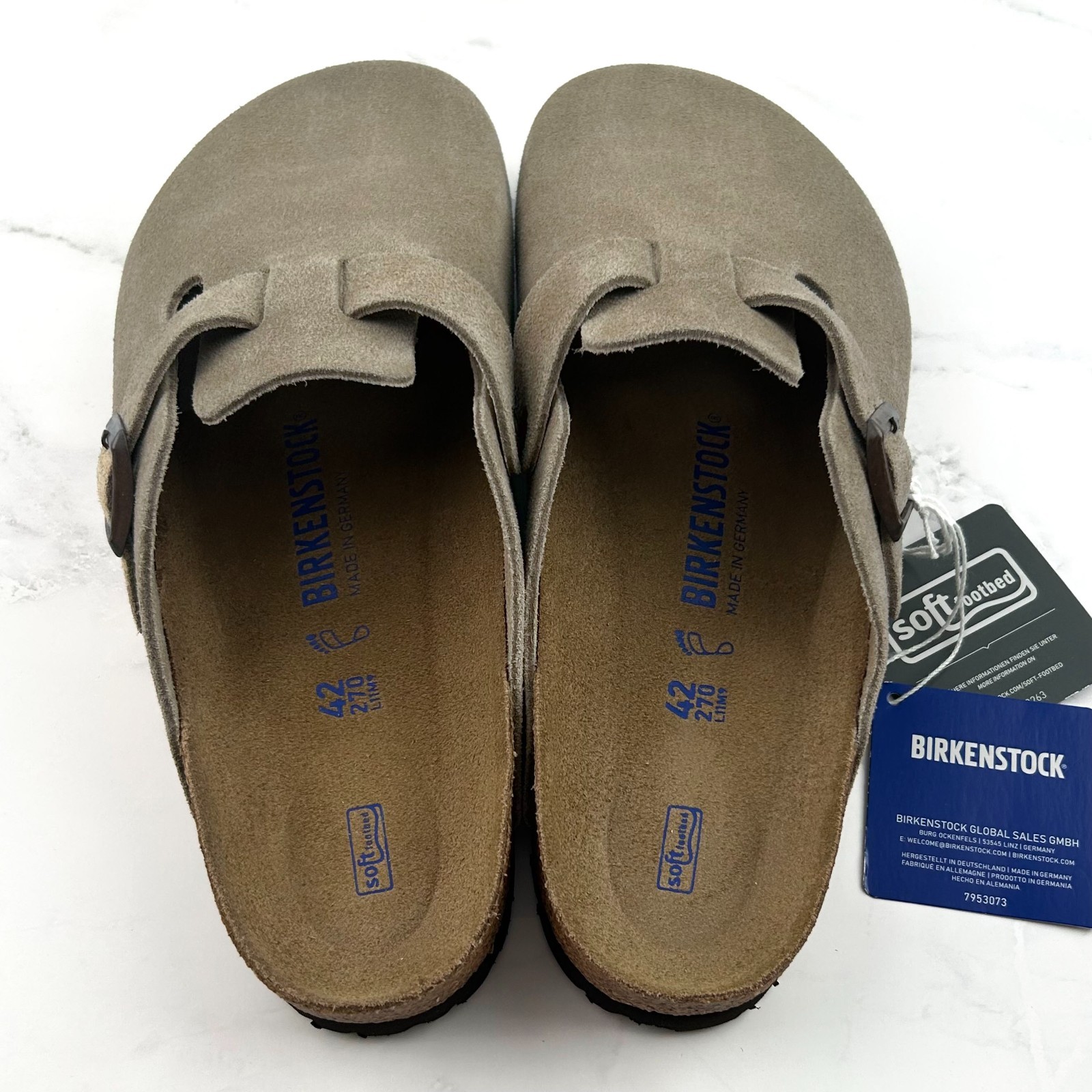 New Birkenstock Boston Taupe Suede Leather Soft Footbed Clog Women's Men's Shoes