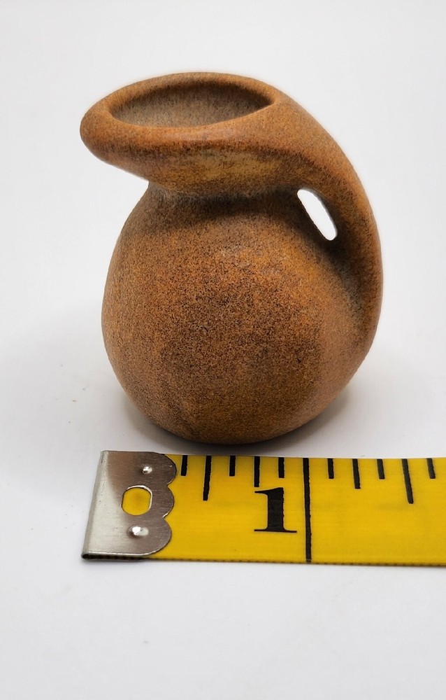 Miniature, Small Ceramic Brown Water Pitcher, 2"