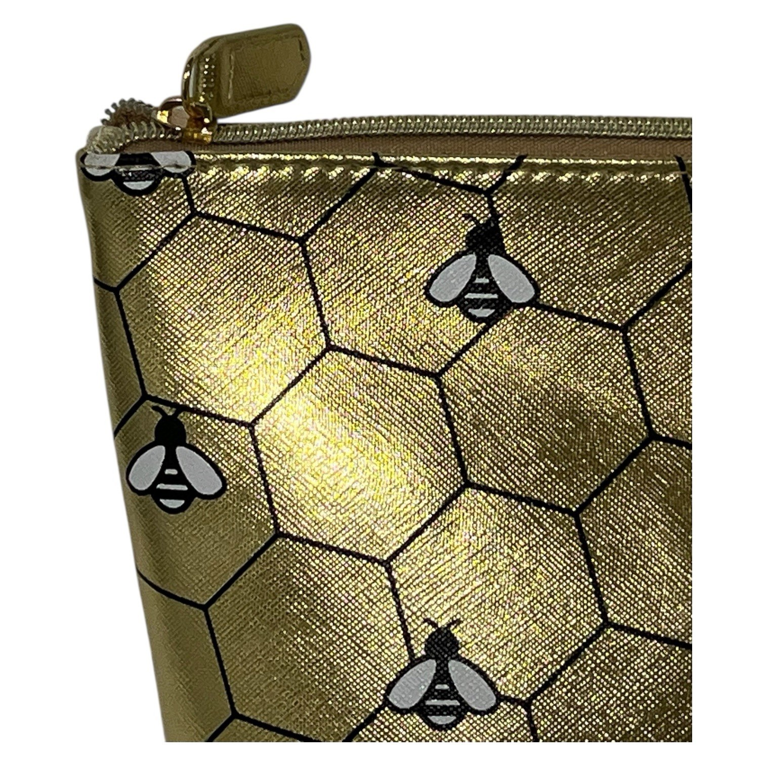 Disney Winnie the Pooh Gold Honey Bees Large Cosmetic Travel Bag Pouch NWT