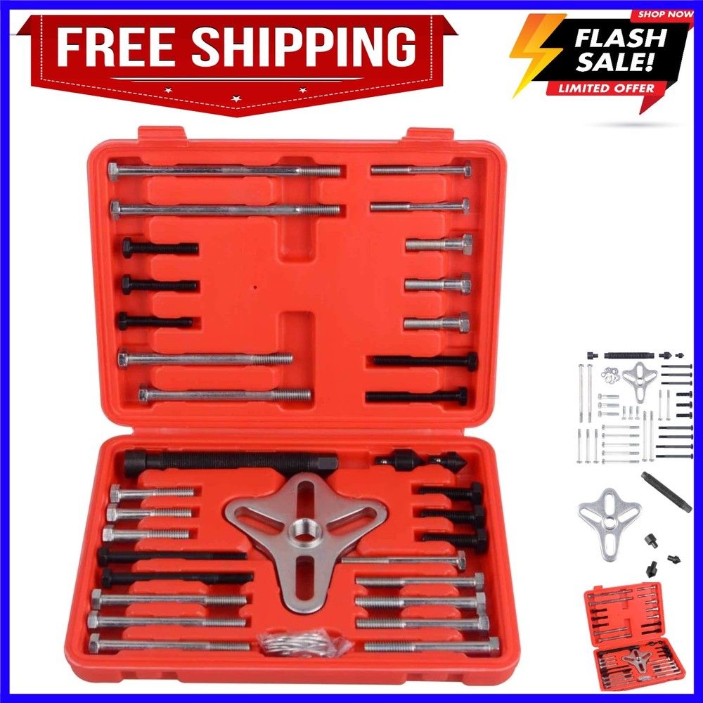 Harmonic Balancer Puller Set, 46 Pcs Flywheel Steering Wheel Puller Kit Gear ...