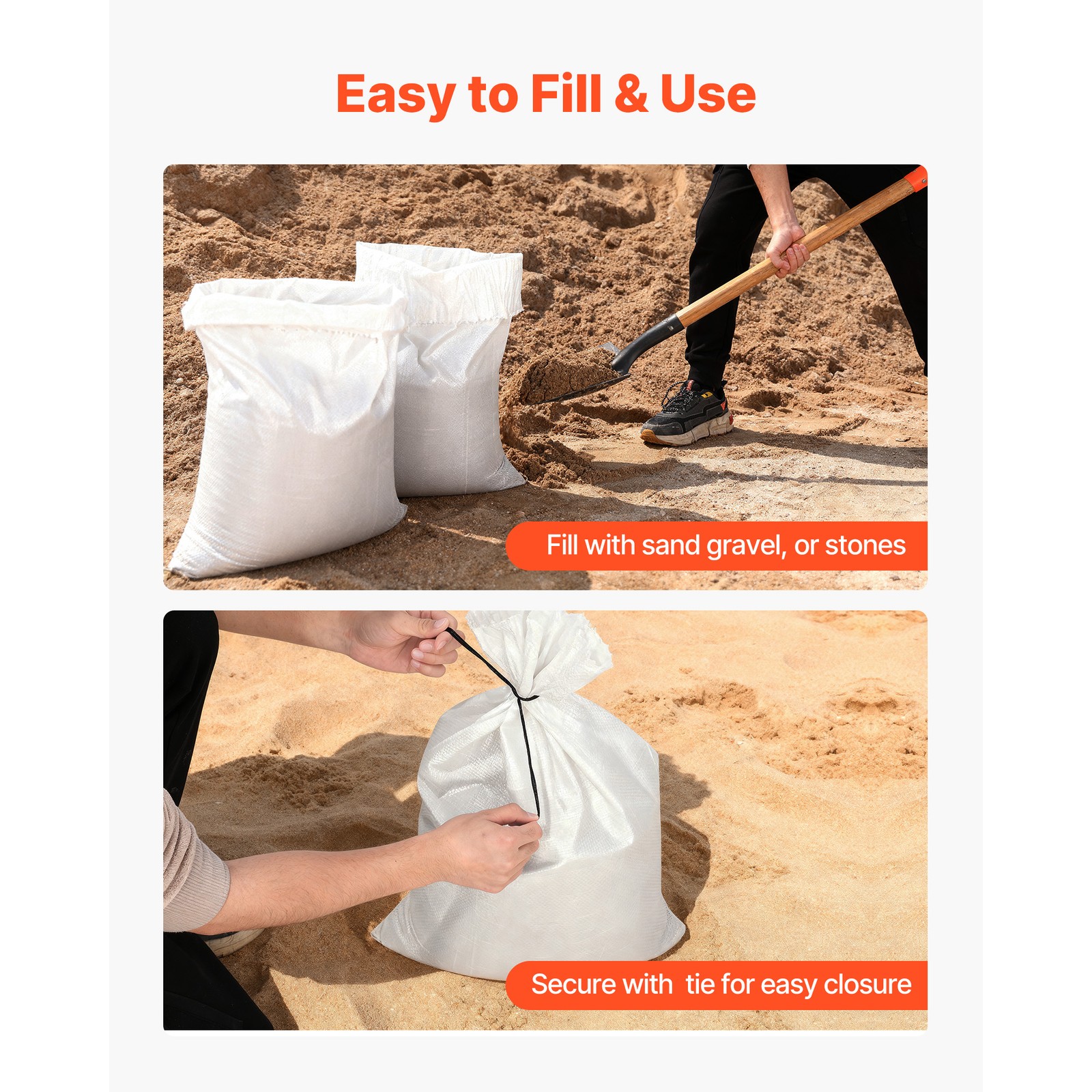 Uimoso 200 Pack Sandbags 16" x 26" with 50lb Capacity Heavy Duty Sand Bags