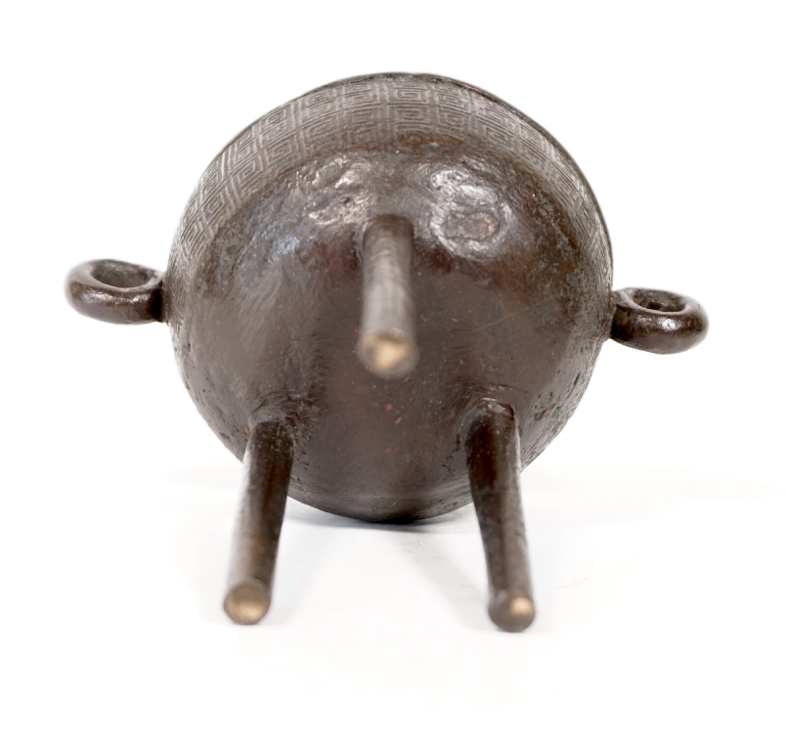 Antique Ming Dinasty DING Bronze Censer - tripod incense burner with loop handle