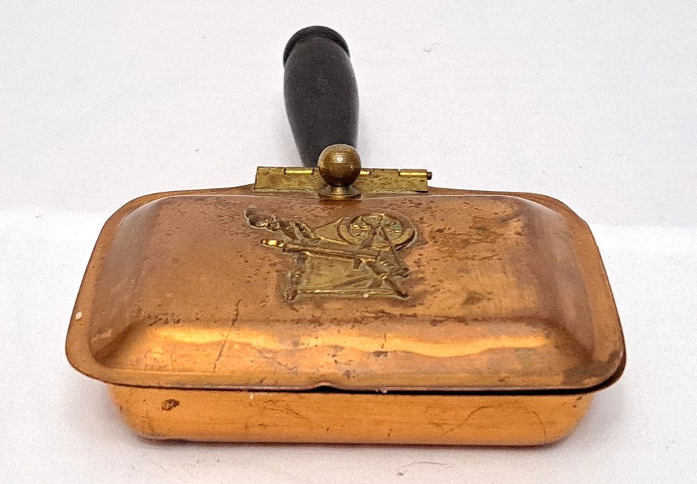 Vintage Coppercraft Guild Silent Buttler Crumb Catcher Solid Copper Wood Handle