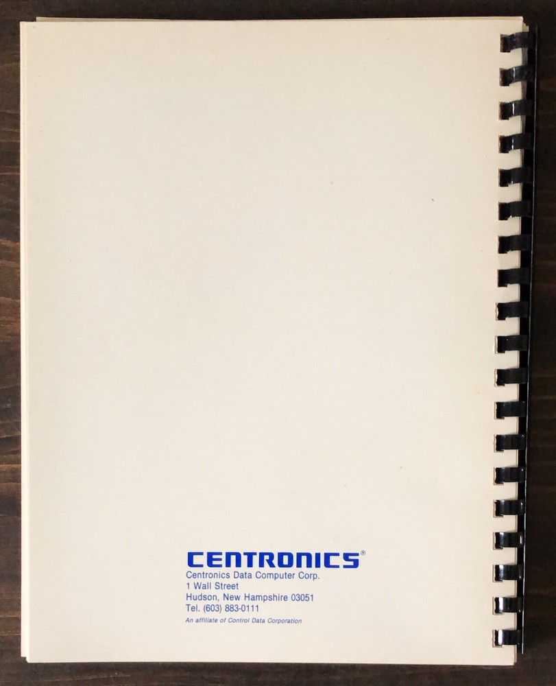 Centronics Model H80-1, H80-2 Printer Users Manual (1984)